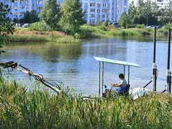 Заволгой очищают пруд от ила и тины
