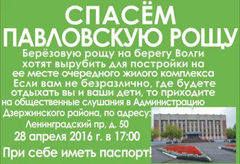 Завтра состоятся слушания по застройке Павловской рощи в Брагине