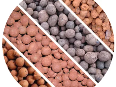 Самый распространенный вид искусственных стройматериалов. Он получается, путем обжига глинистых пород. Имеет пористую фактуру и форму овальных гранул благодаря чему легок и прост в обращении. Качества керамзита определяются его насыпной плотностью (объемным весом): от 200 до 400 кг/м2 и выше. Используется в качестве материала для влаго- и звукопоглащения, а чаще, как наполнитель для бетона и других смесей. 