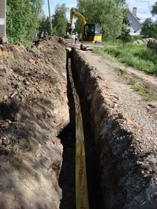 траншея с уложенным газопроводом